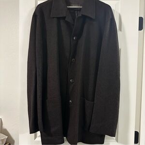 ERMENEGILDO ZEGNA Dark Brown & Black Cashmere Single Breasted Coat size XXXL 58